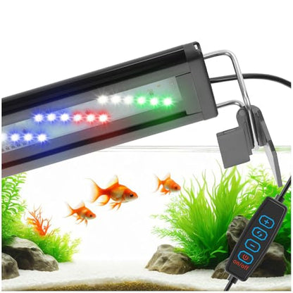 DaToo LED Aquarium Light Full Spectrum Fish Tank Light with Dimmer White Blue Red Green LEDs Fish Tank Light with Three Lighting Modes and Extendable Bracket for 8 Inch to 12 Inch Aquarium - size: 8~12 Inch
