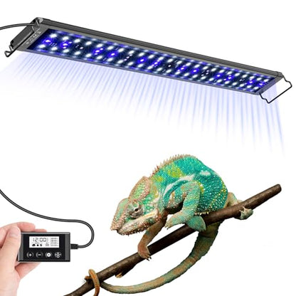 27-Inch LED UVA UVB Light for Reptiles with Controller, Full Spectrum UVA & UVB Reptile Light with Auto 24-Hour Cycle Timer & 10 Dimmable for Bearded Dragons, Turtles, Frogs, Snakes, Plants - size: 27 INCH