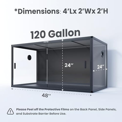 Phailozoo 120 Gallon Reptile Terrarium with 48" Spacer Cabinet, Only for Phailozoo 85/120 Gallon Reptile Enclosure, Reptile & Amphibian Enclosure Terrarium Stand, 48"x 24" x 10"