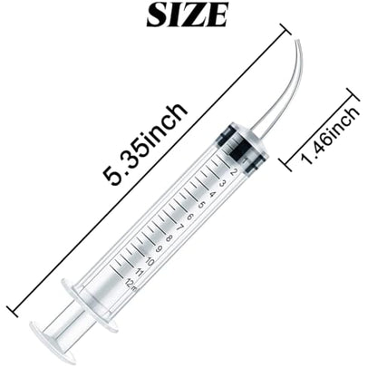 TIHOOD 15PCS 12ml/cc Plastic Syringes with Curved Tip, Disposable Irrigation Syringe Mouthwash Cleaner for Oral Care, Animal Feeding, with Measurement