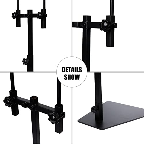 Reptile Lamp Stand, Pet Land Bracket, 2 Hooks Adjustable Metal Floor Light Holder Support for Reptile or Succulent Plants Glass Terrarium Heating