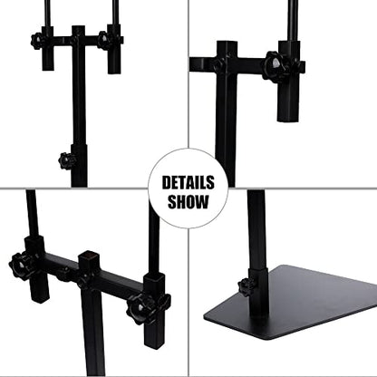 Reptile Lamp Stand, Pet Land Bracket, 2 Hooks Adjustable Metal Floor Light Holder Support for Reptile or Succulent Plants Glass Terrarium Heating