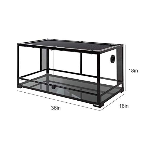 REPTI ZOO Dual Reptile Light Fixture and 49 Gallon Reptile Glass Tank Terrarium 2 in 1 Side Meshes and Side Glasses