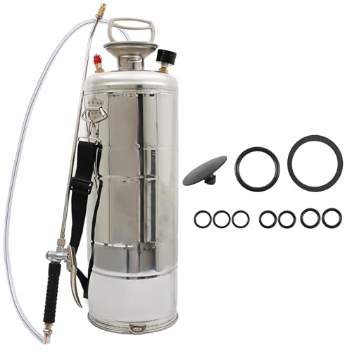 HOSTIC 3 Gallon Stainless Steel Sprayer Hand Pump Sprayer with Pressure Gauge Valve Adjustable Nozzle for Gardening Lawn and Cleaning - size: 3 Gallon