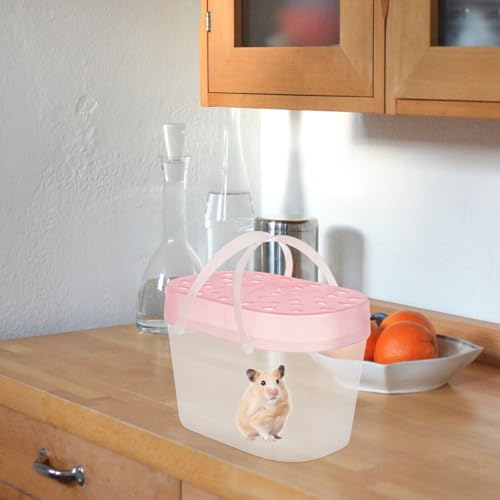Beaupretty 2pcs Portable Hamster and Reptile Plastic Carriers Medium Size Pink Small Animal Travel Boxes for Hamsters Turtles and Crawling Pets