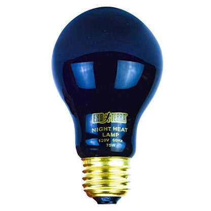 Exo Terra Night Glo Moonlight Heat Lamp, A19 Reptile Terrarium Light Bulb, 75 Watts, PT2130A1