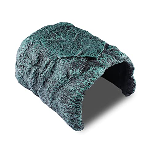 Reptile Large Opening Rock Cave Habitat Hide – Premium Non-Toxic Resin for Aquariums & Terrariums. Ideal for Amphibians,Lizards,Snakes,Bearded Dragons,Geckos,Scorpions,Frogs,Spiders... Large Size
