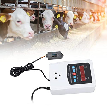 Humidity Controller,1500W Digital Humidity Controller LCD Display Humidistat Plastic Timing Air Humidity Controller for Home Farm Greenhouse (110V-US)