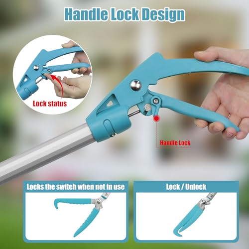78" Extendable Snake Tongs, Professional Heavy Duty Aluminum Alloy Snake Reptile Catcher Grabber Tool with Wide Jaw, Locking Design & Non-Slip Comfortable Grip - Outdoor Safe Rattlesnake Handling Tool - size: 78 Inch