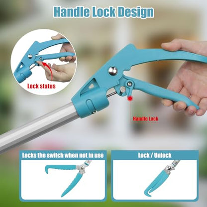 78" Extendable Snake Tongs, Professional Heavy Duty Aluminum Alloy Snake Reptile Catcher Grabber Tool with Wide Jaw, Locking Design & Non-Slip Comfortable Grip - Outdoor Safe Rattlesnake Handling Tool - size: 78 Inch
