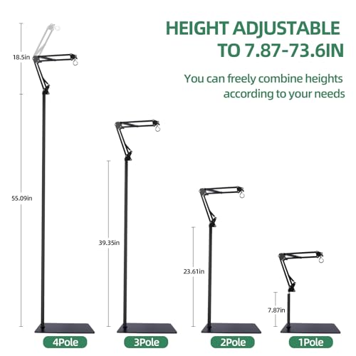 MECESOR Reptile Dual Light Fixture 160W and Reptile Lamp Stand Adjustable Height 15.7-73.6inch with 360°Adjustable Swing Arm