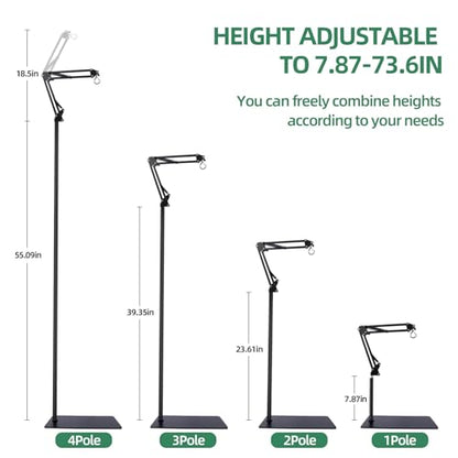 MECESOR Reptile Lamp Stand Adjustable Height 15.7-73.6inch with 360°Adjustable Swing Arm Heat Lamp Stand Plant Floor Light Holder for Bearded Dragon Turtles Snake and Chicks - size: 15.7-73.6inch