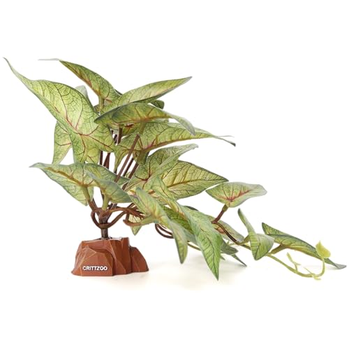 Reptile Fake Plants for Terrarium Decor, Snake Tank Accessories for Leopard Gecko Ball Python Bearded Dragon Crested Gecko Tortoise Frog Lizard Spider - Fake Arrowhead Plants - color: Fake Arrowhead Plants