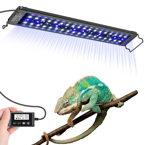 18-Inch LED UVA UVB Light for Reptiles with Controller, Full Spectrum UVA & UVB Reptile Light with Auto 24-Hour Cycle Timer & 10 Dimmable for Bearded Dragons, Turtles, Frogs, Snakes, Plants - size: 18 INCh