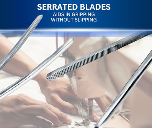 ADROIT 8" Straight and Curved Tip Hemostat Forceps | Stainless Steel Design | Small Teeth On Jaws | Locking Mechanism Built in | Great for Sewing, Fishing, Jewelry Making - size: 8", style: Straight & Curved