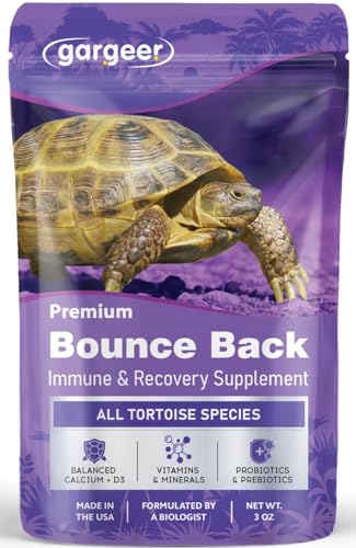 Gargeer Bounce Back Tortoise Immune & Recovery Support Powder Supplement 3oz, Electrolytes, Vitamin C & Immune Support for Sulcata, Red Foot & All Tortoise Species. Made in the USA. Enjoy!
