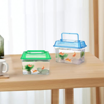 Healeved 4pcs Portable Turtle Feeding Box Mini Plastic Fish Tank Transparent Terrarium Aquarium Reptile Habitat Goldfish Living Boxes 15x9. 5x11cm