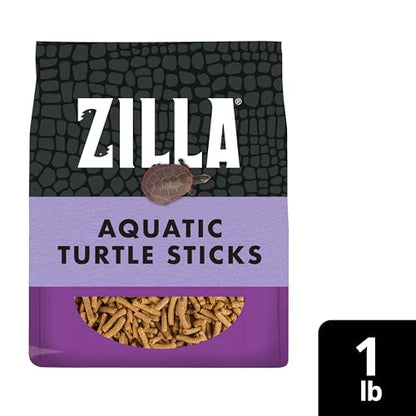 Zilla Pet Aquatic Turtle Sticks, Natural with Added Vitamins and Minerals, Nutrient-Rich Floating Food for Turtles, 1 lb