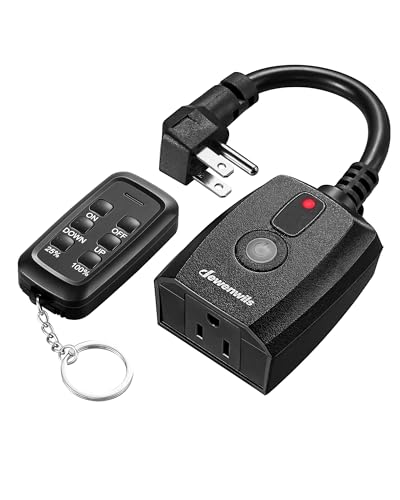 DEWENWILS Outdoor Dimmer for String Lights with Remote Waterproof Plug-in Dimmer, 100FT Range, 150W Dimmable LED/300W Tungsten Bulbs, Dimmer Switch for Dimmable String Lights - size: Dimmer with Preset Brightness