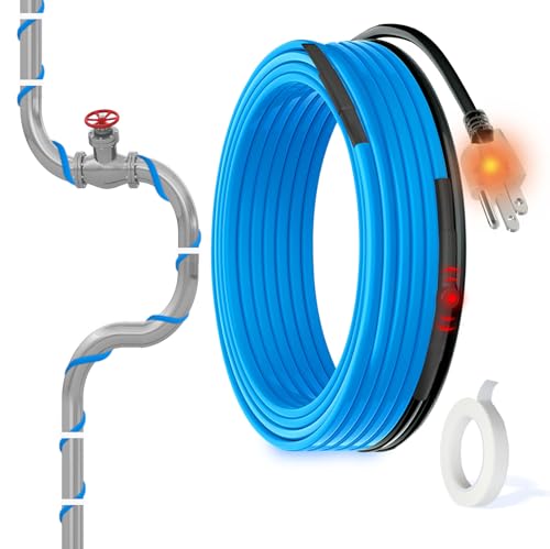 MAXKOSKO 30ft Self Regulating Heat Tape for Water Pipes Heating Cable | Heat Trace Cable with Thermostat Keeps Water Flowing at -40°F, Freeze Protection for Metal & Plastic Pipes,120V 5W/ft - color: 30-feet