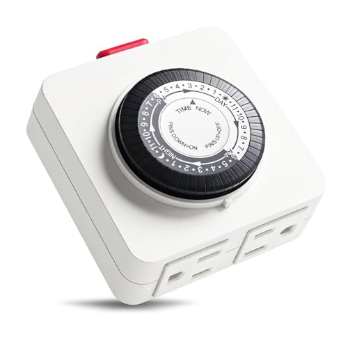 G-ELEK Timers for Electrical Outlets Indoor, 24-Hour Dual Outlet Timer, Christmas Tree Timer Indoor, 3 Prong Light Timers Indoor, Daily Cycle, 125V 15A, ETL Listed - size: Indoor 1Pack