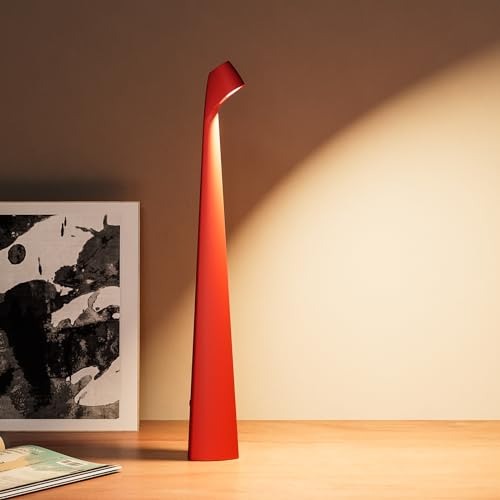 HAPYGI Portable Cordless LED Desk Lamp,Rechargeable Wireless Table Lamp, 3-Level Brightness, Patio Table Lamp, Bedside Night Light, Dining Room Ambient Light, Reading Light (Red) - color: Red
