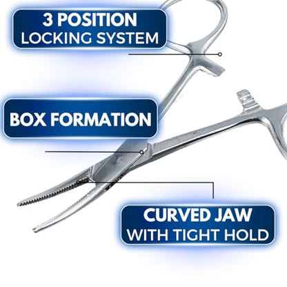 ADROIT (2 Pack) 3.5" Curved Tip Stainless Steel Hemostat | Great for Sewing, Crafting, Jewelry Making and Other Uses! - size: 3.5", style: Curved