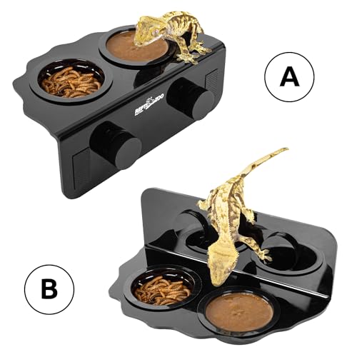 REPTI ZOO Magnetic Gecko Feeding Ledge, Acrylic Aboreal Feeding Ledge with 6PCS Cups, Strong Magnetic Reptile Ledge Gecko Food Ledge