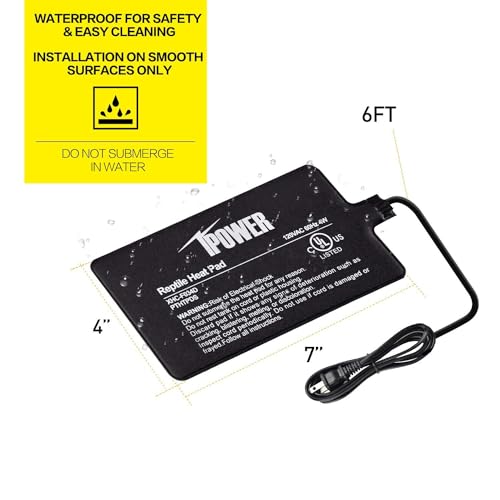 iPower Reptile Heat Pad 4X7 Inch 4W Heating Mat with Digital Thermometer for Turtle, Lizard, Frog, Snake, Reptile, and Other Small Animals - size: 4" X 7", style: Heat Pad + Thermometer