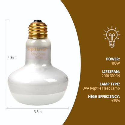 Dual Reptile Light Fixture Kit with 100W UVA Basking Bulb & 100W Infrared Heat Lamp,2-in-1 Deep Dome Day & Night Heating Combo for Bearded Dragon Turtle Snake Terrarium with Independent Switches