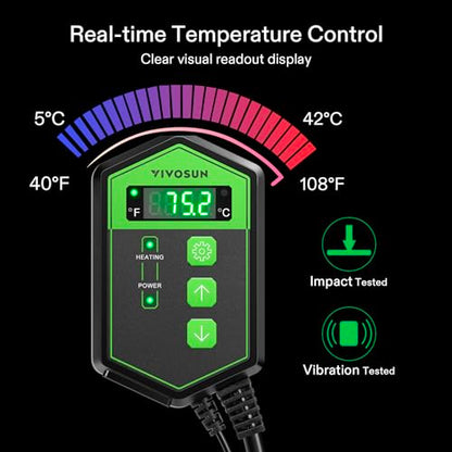 VIVOSUN Digital Heat Mat Thermostat Controller and Durable Waterproof Seedling Heat Mat 10" x 20.75" UL & MET-Certified Warm Hydroponic Heating Pad for Germination, Indoor Gardening