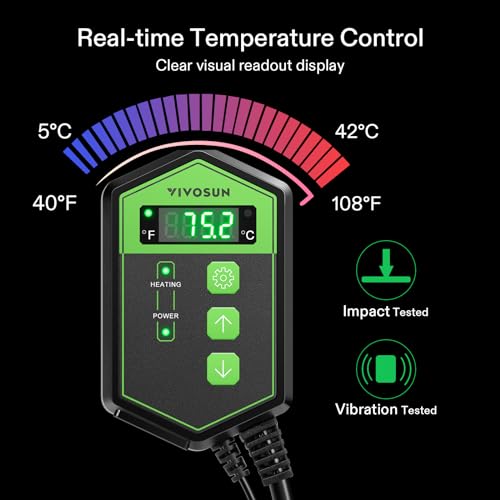 VIVOSUN 2 Pack Durable Waterproof Seedling Heat Mat Warm Hydroponic Heating Pad 10’’ x 20.75’’ and Digital Heat Mat Thermostat Temperature Controller 40–108 ºF for Reptiles, Seedlings, Germination