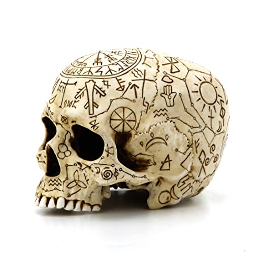 Veronese Design 5 1/4" Mystic Sigils Ritual Skull Resin Sculpture Hand Painted Realistic Finish