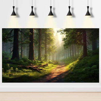 Aquarium Background Winding Dirt Road Verdant Forest Sunlight DancesThrough Towering Trees Terrarium Backdrop Nature Landscape Fish Tank Background Reptile Habitat Backdrop Vinyl 48x24in - color: Sunset Green, size: 48(W)x24(H)inches/ 120(W)*60cm(H)
