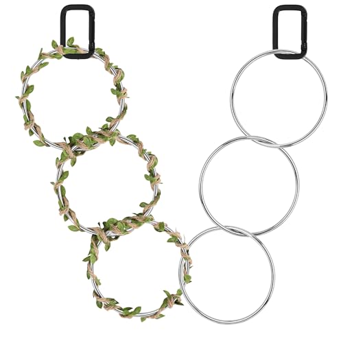 Catcan Snake Enrichment Rings for Ball Python, Snake Climbing Accessories Include Climbing Hoop Chain with Hanging Buckle and 5m Artificial Rattan Rope