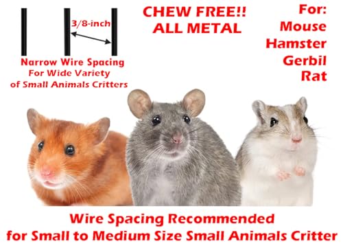 3-Levels Easy Portable Collapsible Ferret Chinchilla Sugar Glider Rats Mouse Animal Critter Bite-Proof Metal Carrier Travel Cage with Narrow 3/8-Inch Bar Spacing Easy to Setup No Tools Needed - color: Black