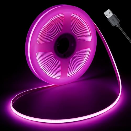 3mm Ultra-Thin Cob Led Strip Lights 5v USB, High Density Dotless Flexible Tape, Self-Adhesive Lighting for Under Cabinet, Kitchen, Bedroom, Gaming Desk, DIY Decor(Purple, 3ft) - color: Purple, size: 3ft