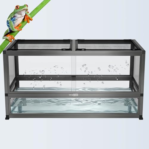 36x18x18 Glass Reptile Terrarium, 50 Gallon Aluminum Frame Reptile Enclosure with Waterproof Base, Sliding Doors, Screen Top & Stackable Design for Snakes Geckos Lizards - size: Bioactive-36X18X18INCH