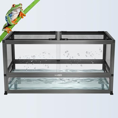 36x18x18 Glass Reptile Terrarium, 50 Gallon Aluminum Frame Reptile Enclosure with Waterproof Base, Sliding Doors, Screen Top & Stackable Design for Snakes Geckos Lizards - size: Bioactive-36X18X18INCH