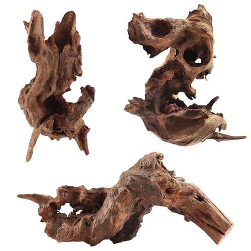 LYPHARD AQUARIUMS Driftwood for Aquarium, 3 Pieces 6-10" Natural Small Drift Wood Fish Tank Assorted Branch Decorations Pieces for Reptile Hide - size: 6-10" 3pcs