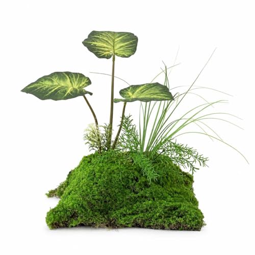 Green Fake Plants, 9 Bunch Artificial Grass Plants 34cm Tall, Realistic Faux Plants for Living Room Office Decor