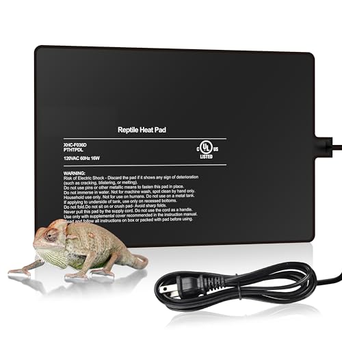 8x12 Inch Reptile Heating Pad 16W Electric Reptile Heat Pad Waterproof Under Tank Terrarium Heat Mats for Reptiles, Amphibians & Small Pets - color: Black, size: 8" x 12"(16W)