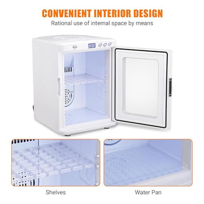25L Egg Incubator with Precise Digital Thermostat for Heating and Cooling 10°C to 60°C Ideal for Small Reptiles Birds or Laboratory Use 12V/110V White
