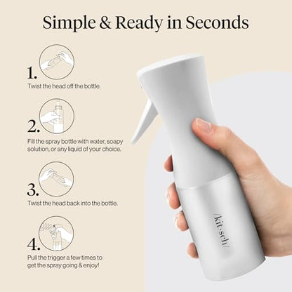 Kitsch Continuous Spray Bottle for Hair – Fine Mist Water Mister & Water Spray Bottle – Recycled Hair Spray Bottle – Spray Bottles for Cleaning, Styling, Plants & More – White, 150ml - color: White