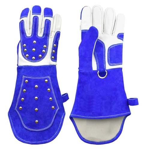Anti-Bite Safety Gloves - Ultra Long Leather Splicing Thick Gloves For Catching Dog, Cat, Reptile & Animal Grasping Protective Use(X-Large)
