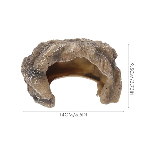 Reptile Cave Hideout Resin Rock Shelter with Ramp Platform for Turtle Tank and Bearded Dragon Enclosure Ornament, Natural Decoration for Reptile Hiding and Basking
