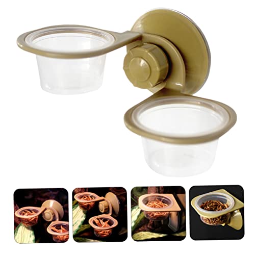 BESPORTBLE 2pcs Wall-Mounted Lizard Feeding Basin Automatic Reptile Pet Feeder Water Dish for Reptiles Like Gecko Snake Turtles Safe Material