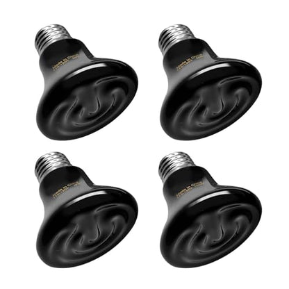 BNOSDM Reptile 100W Ceramic Heat Emitter,4 Pack Reptile Heat Lamp Bulbs,Ceramic Heat Lamp,Brooder Coop Heater for Amphibian Reptile Lizard Turtle Chicken - color: Pack of 4/Black, size: 100 Watts