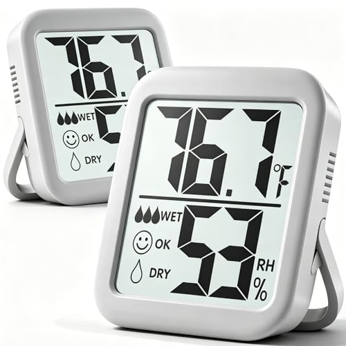 Antonki 2 Pack Room Thermometer for Home, Hygrometer Indoor Humidity Meter Gauge, Digital Temperature and Humidity Monitor Sensor for House, Terrarium, Incubator, Greenhouse - Battery Included - color: 2 Pcs* Space Grey