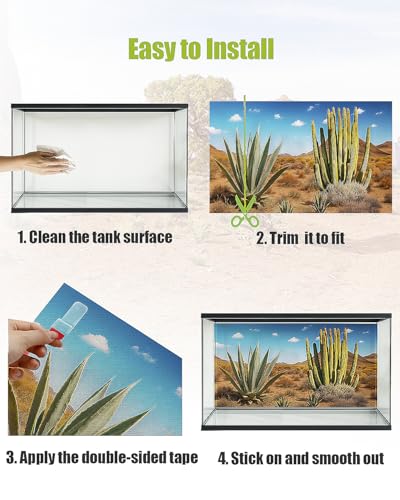 3 Pcs Reptile Background for Terrarium 40 Gallon, Bearded Dragon Tank Background 36x18 inches, Leopard Gecko Tank Accessories, Desert, Jungle, Rocky Style Terrarium Supplies Décor